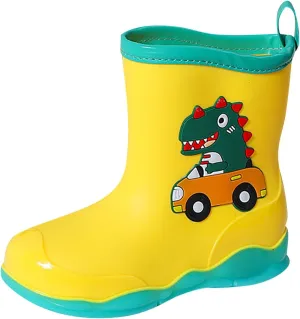 Kids Dinosaur Printed Rain Shoes Outdoor Non Slip Rain Boots Children's Teenage Mud Boots with Non Big Kids Winter Boots