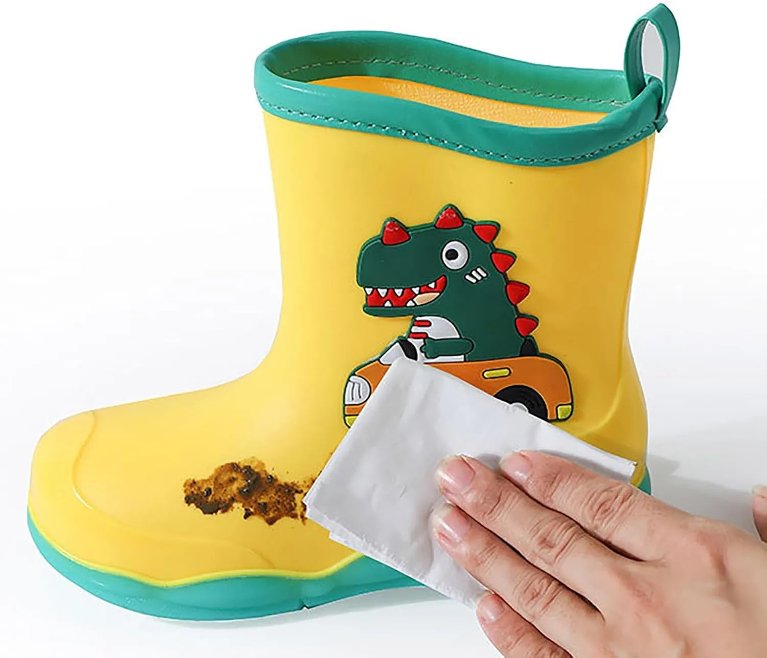 Kids Dinosaur Printed Rain Shoes Outdoor Non Slip Rain Boots Children's Teenage Mud Boots with Non Big Kids Winter Boots