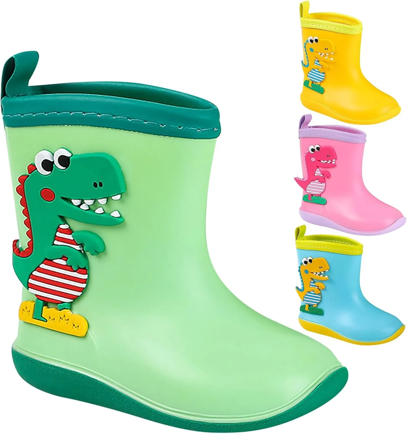 Kids Dinosaur Printed Rain Shoes Outdoor Non Slip Rain Boots Children's Teenage Mud Boots with Non Big Kids Winter Boots