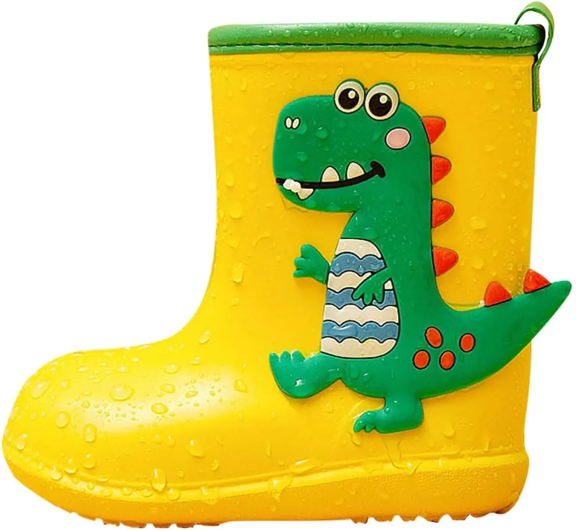 Kids Dinosaur Printed Rain Shoes Outdoor Non Slip Rain Boots Children's Teenage Mud Boots with Non Big Kids Winter Boots