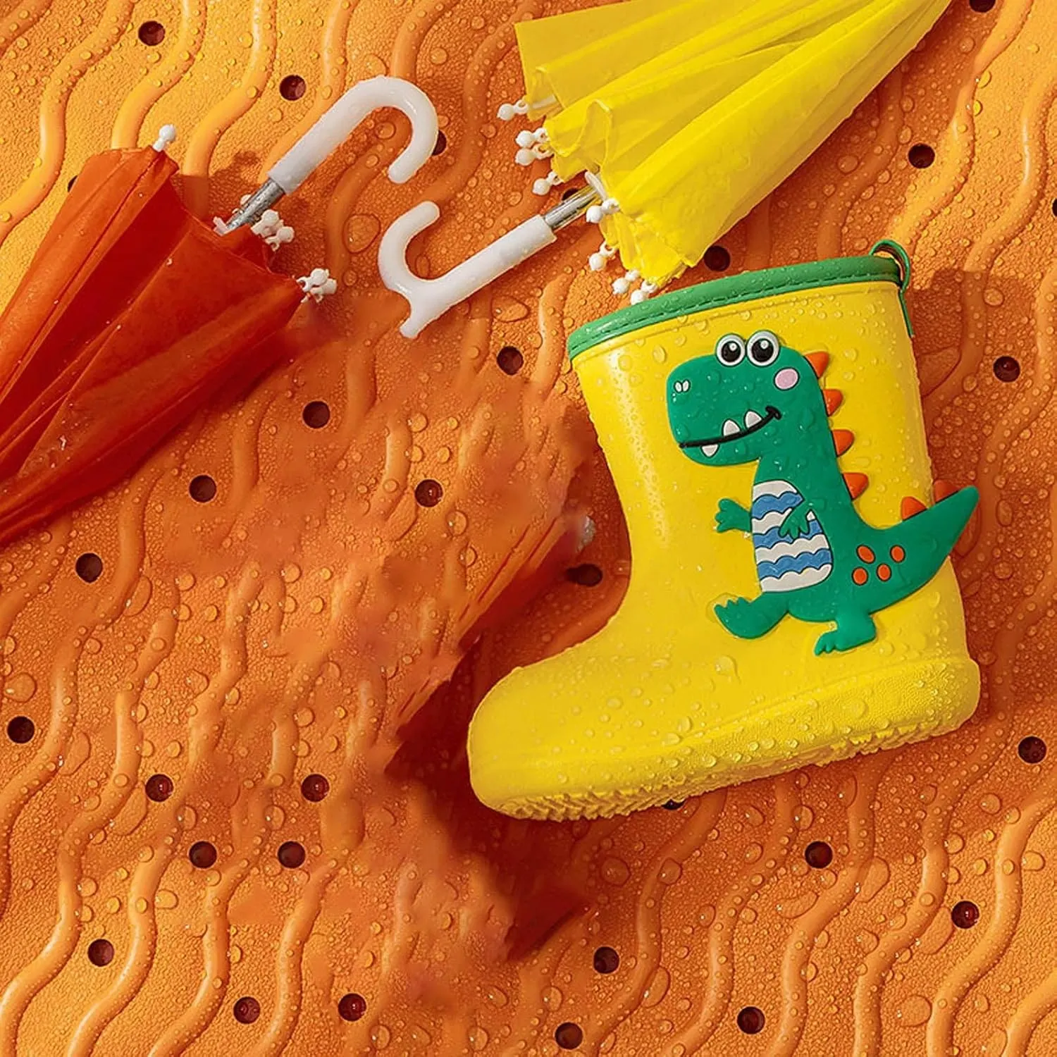 Kids Dinosaur Printed Rain Shoes Outdoor Non Slip Rain Boots Children's Teenage Mud Boots with Non Big Kids Winter Boots