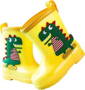 Kids Dinosaur Printed Rain Shoes Outdoor Non Slip Rain Boots Children's Teenage Mud Boots with Non Slip Bottom