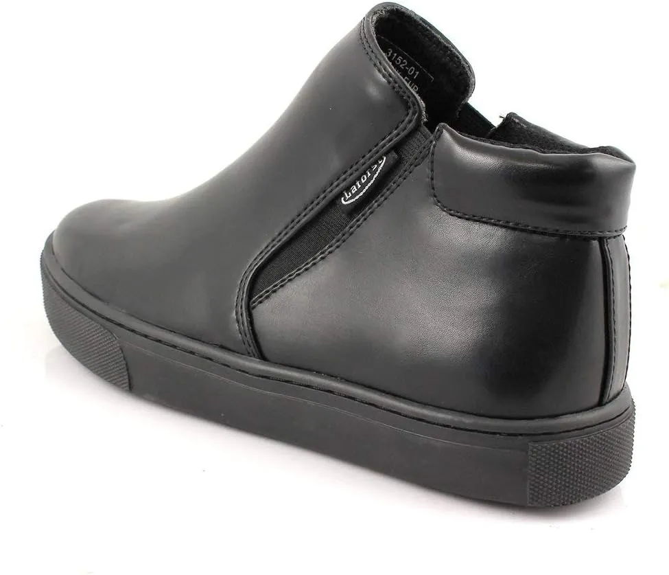 Laforst Crystal Womens Man Made Water and Stain Resistant Work Slip Resistant Double Gore Slip On Flats Black
