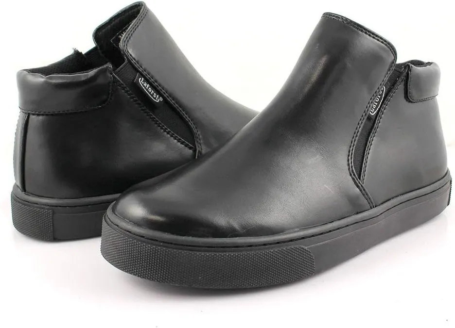 Laforst Crystal Womens Man Made Water and Stain Resistant Work Slip Resistant Double Gore Slip On Flats Black