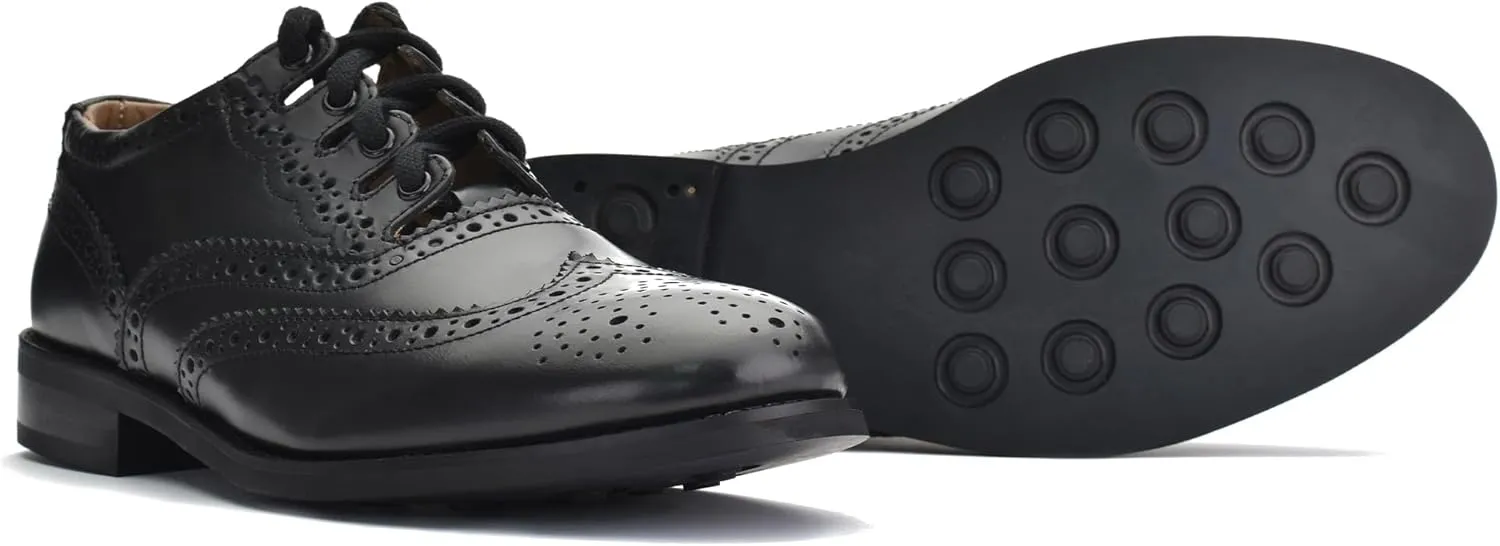 Leather Ghillie Brogue Kilt Shoes Traditional Scottish Piper and Highland Outfit Wedding Shoes Featuring Extra Long Laces & Leather Tassels Style Eco with Rubber Sole Color - Black Sizes -7-15