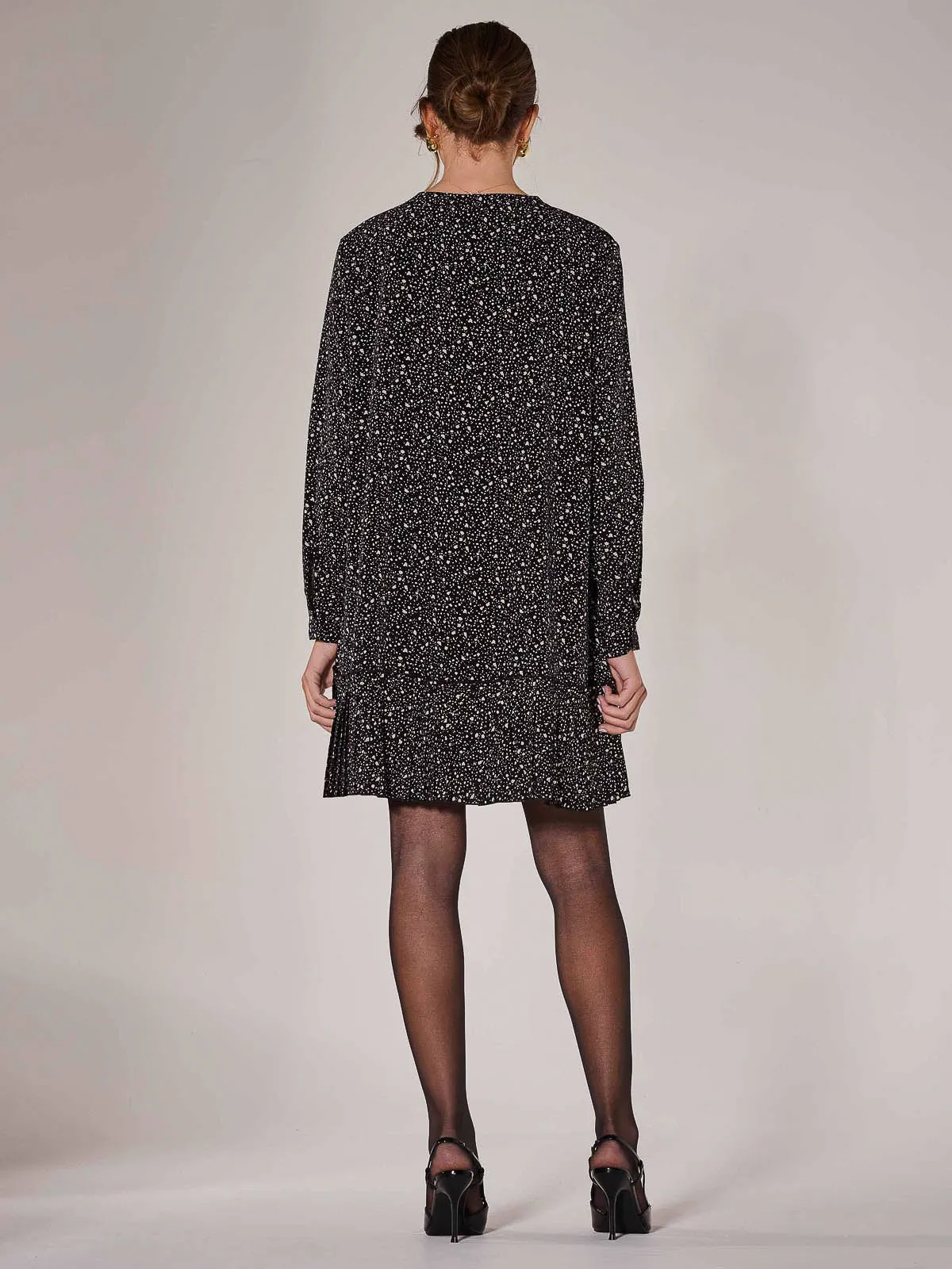 Long Sleeve Shirt Dress, Black Spot