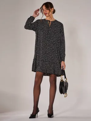 Long Sleeve Shirt Dress, Black Spot