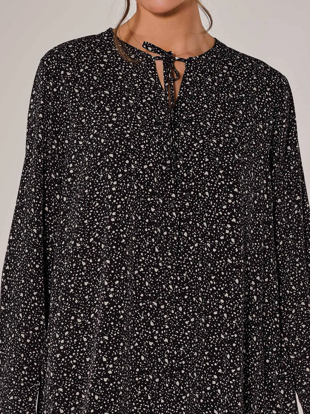 Long Sleeve Shirt Dress, Black Spot
