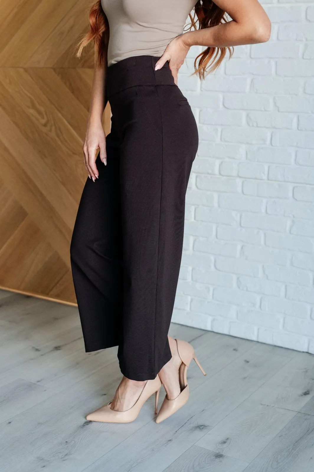 Magic Wide Leg Crop Pants in Brown