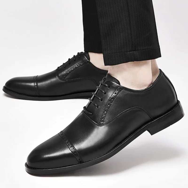 Men Vintage Patent Leather Shoes Classic Lace-up Business Casual Oxford Shoes Men's Square Toe Burnished Brogue Shoes