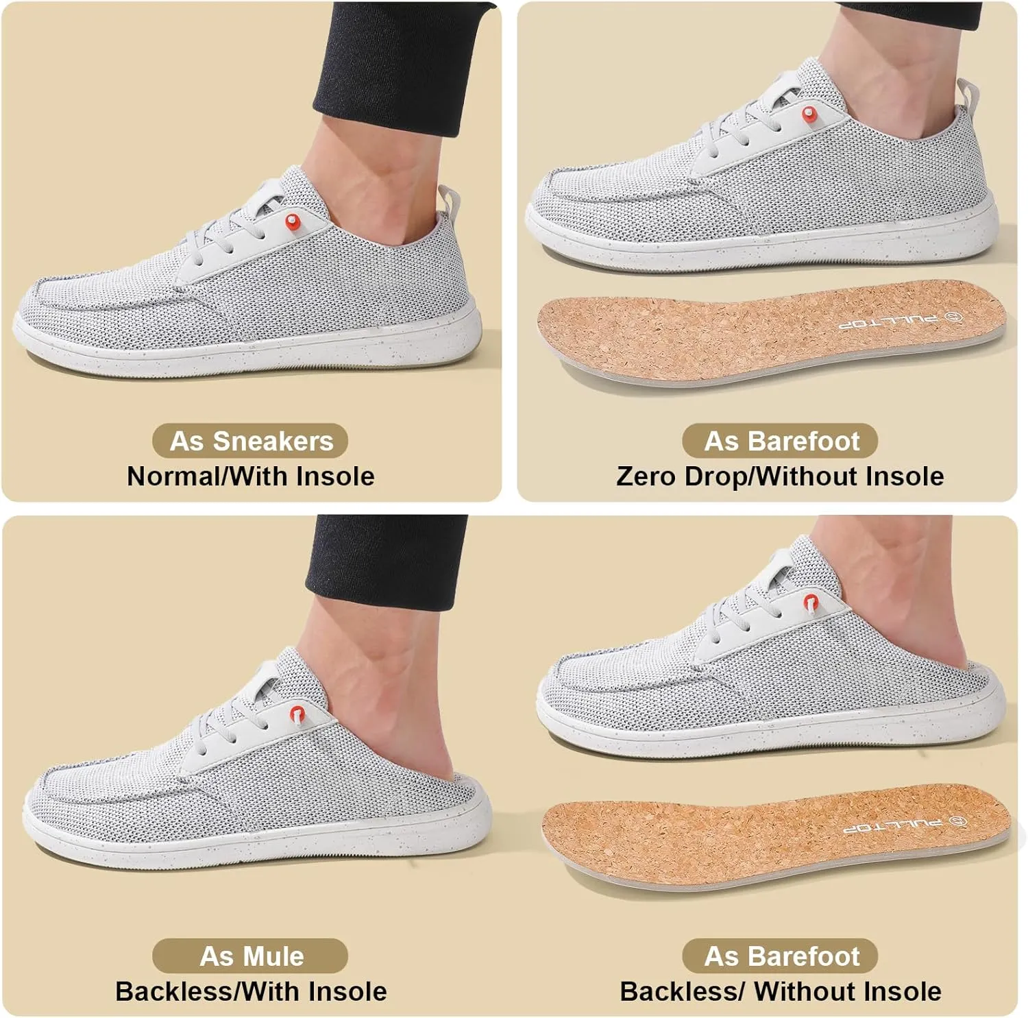 Men's Barefoot Wide Toe Box Shoes - Minimalist Barefoot Shoes with Zero Drop Sole Extra Wide Slip on Walking Shoes for Men