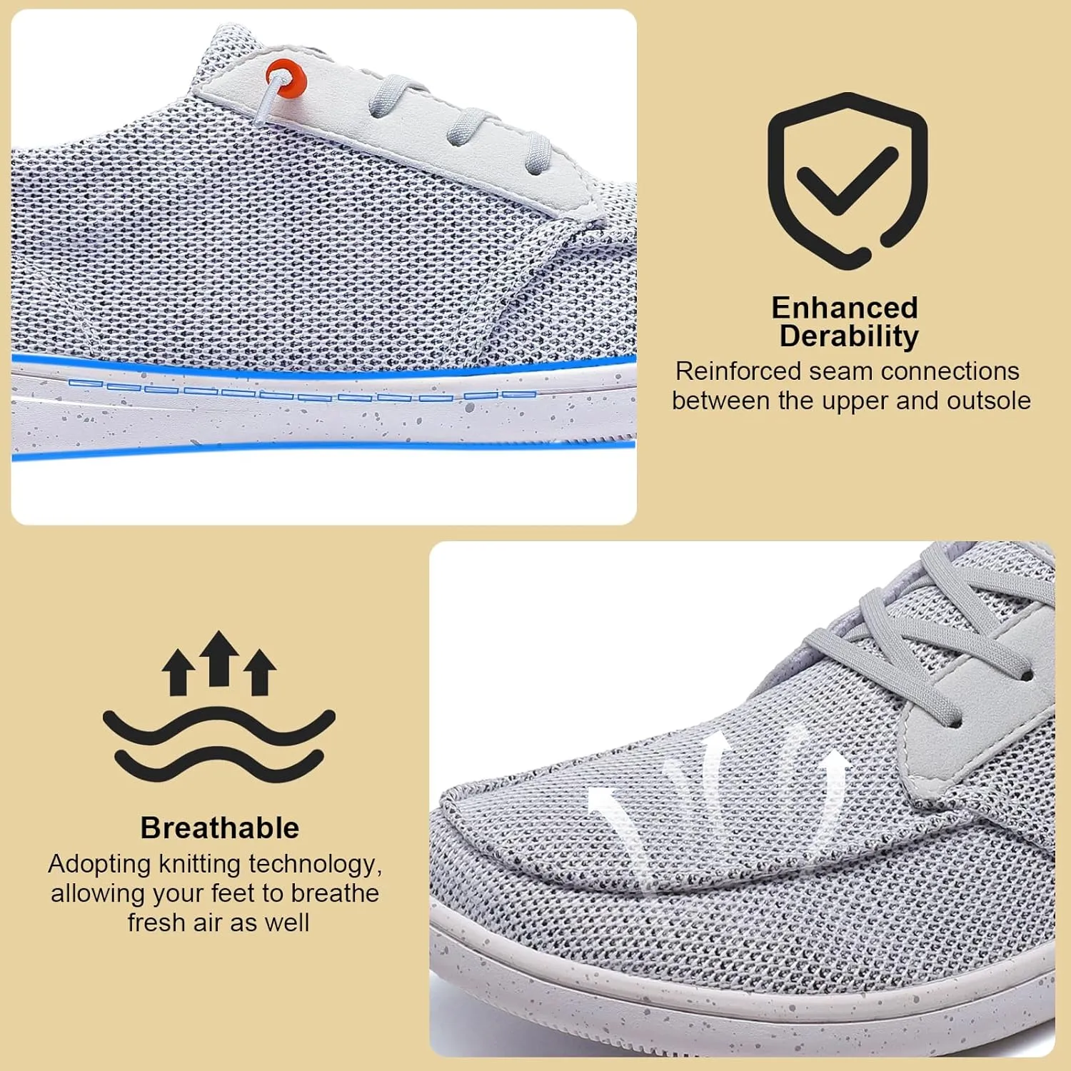 Men's Barefoot Wide Toe Box Shoes - Minimalist Barefoot Shoes with Zero Drop Sole Extra Wide Slip on Walking Shoes for Men