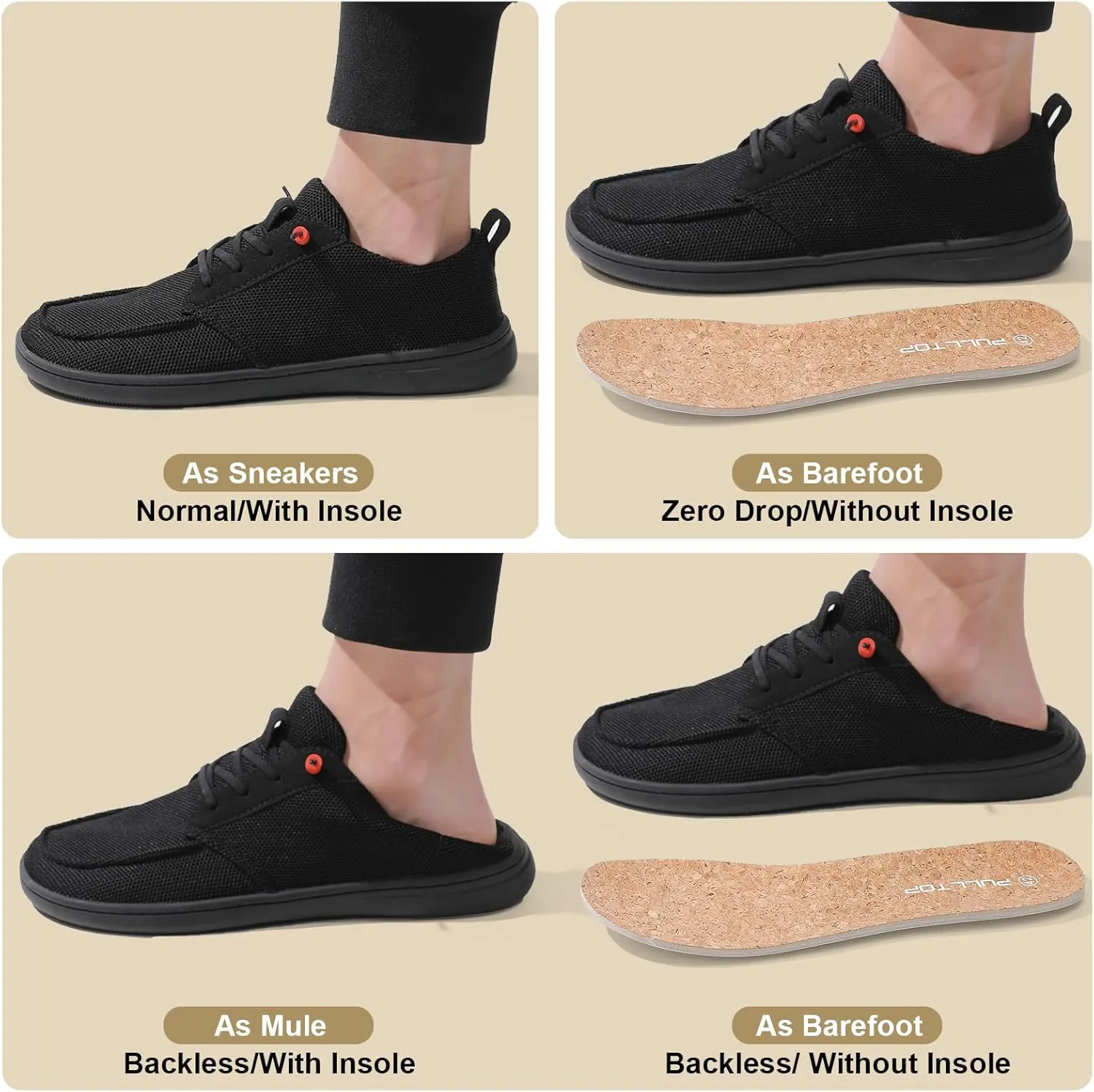Men's Barefoot Wide Toe Box Shoes - Minimalist Barefoot Shoes with Zero Drop Sole Extra Wide Slip on Walking Shoes for Men