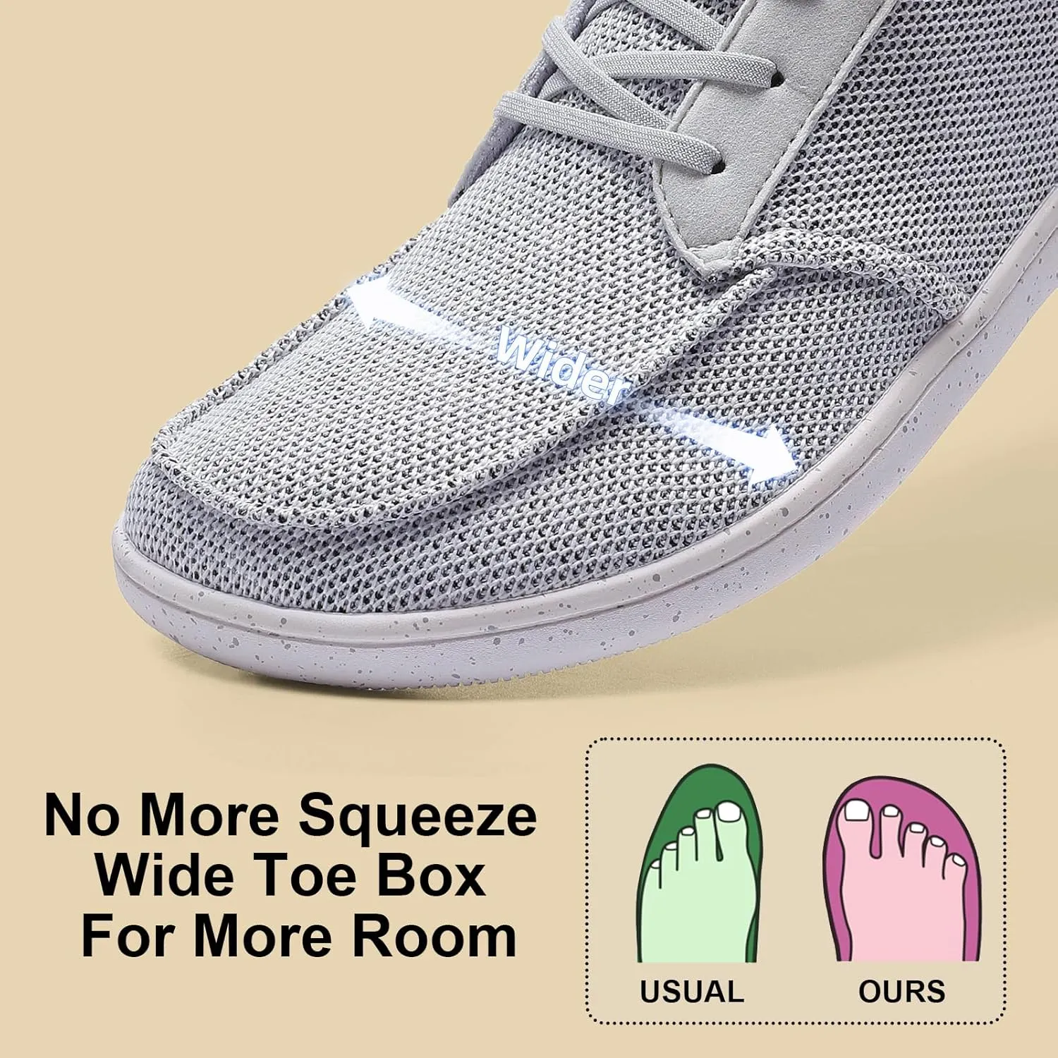 Men's Barefoot Wide Toe Box Shoes - Minimalist Barefoot Shoes with Zero Drop Sole Extra Wide Slip on Walking Shoes for Men