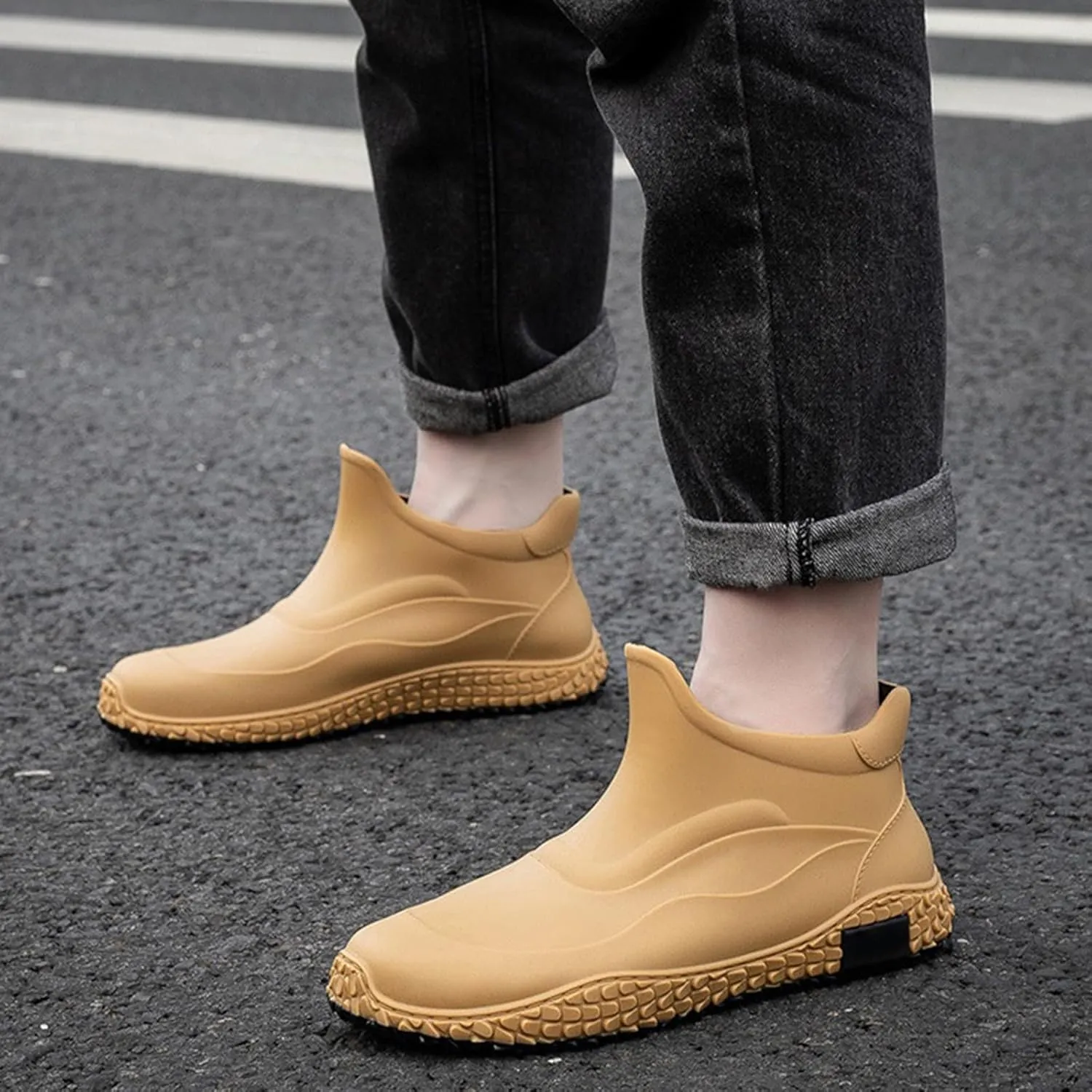 Men's Mid Waterproof Rain Boots Outdoor Lightweight Breathable Camping Mountaineering Shoes Ankle Chelsea Boots