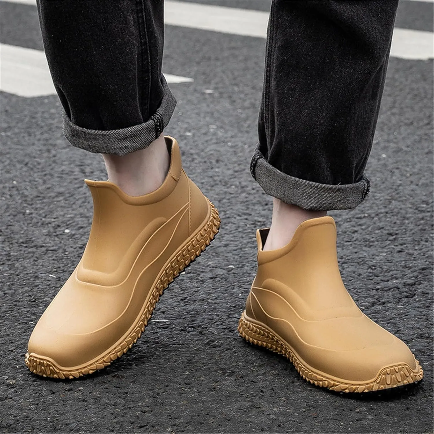 Men's Mid Waterproof Rain Boots Outdoor Lightweight Breathable Camping Mountaineering Shoes Ankle Chelsea Boots