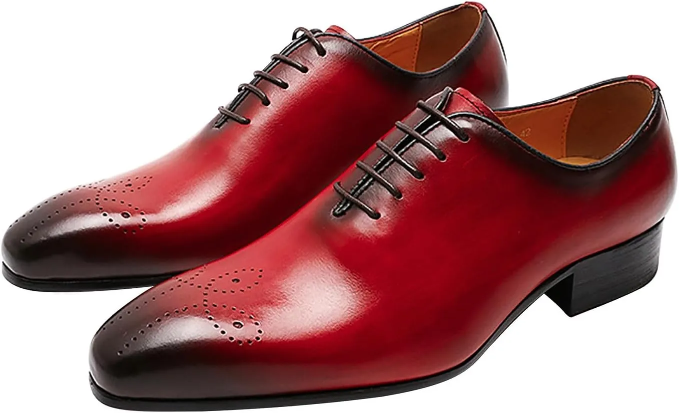Mens Oxfords Formal Dress Genuine Leather Handmade Derby Casual Brogues Oxfords Tuxedo Fashion Walking Shoes for Men