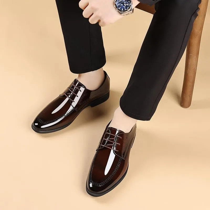 Men's Wingtip Brogue Oxfords Shoes Genuine Leather Lace-Up Formal Casual Dress Shoes for Men