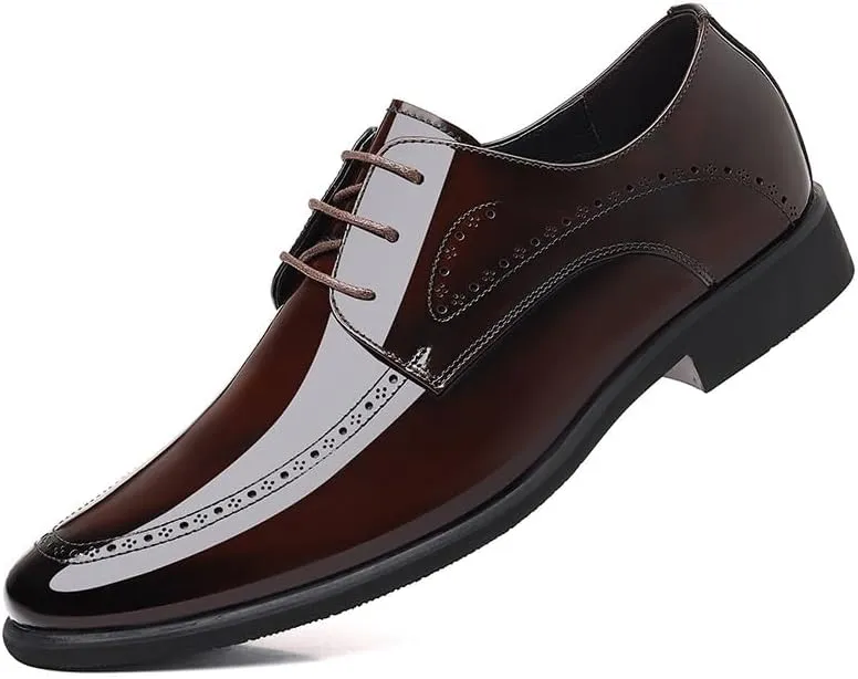 Men's Wingtip Brogue Oxfords Shoes Genuine Leather Lace-Up Formal Casual Dress Shoes for Men