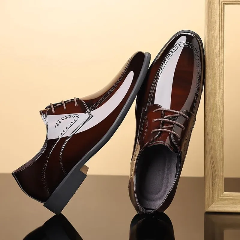 Men's Wingtip Brogue Oxfords Shoes Genuine Leather Lace-Up Formal Casual Dress Shoes for Men