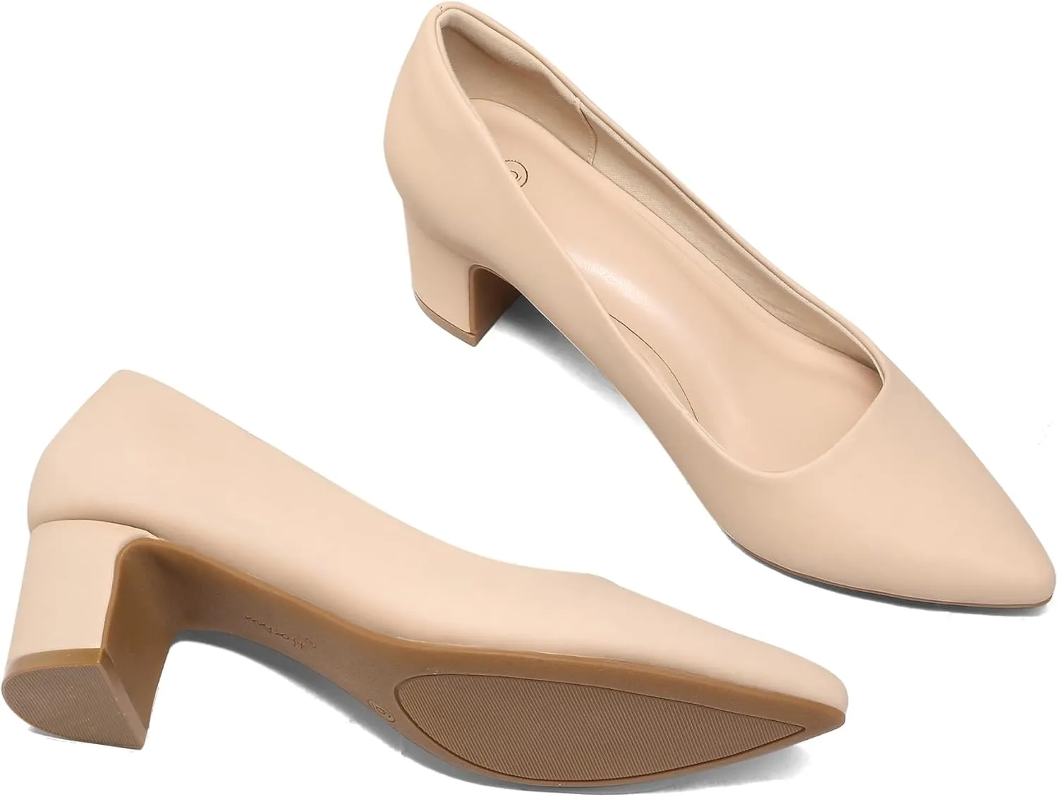 mysoft Women's Pointed Toe Pumps 2 Inch Chunky Block Low Heels Dressy Shoes Slip On Pumps