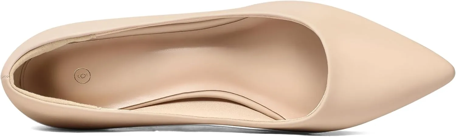 mysoft Women's Pointed Toe Pumps 2 Inch Chunky Block Low Heels Dressy Shoes Slip On Pumps