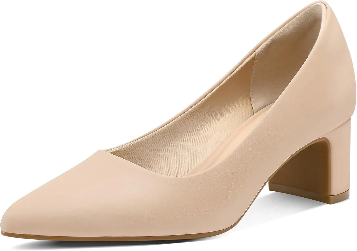 mysoft Women's Pointed Toe Pumps 2 Inch Chunky Block Low Heels Dressy Shoes Slip On Pumps