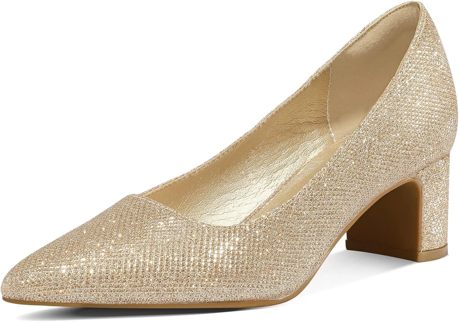 mysoft Women's Pointed Toe Pumps 2 Inch Chunky Block Low Heels Dressy Shoes Slip On Pumps