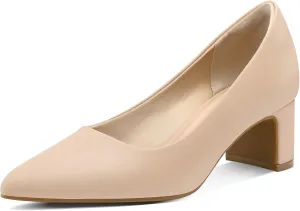 mysoft Women's Pointed Toe Pumps 2 Inch Chunky Block Low Heels Dressy Shoes Slip On Pumps