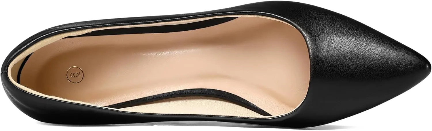 mysoft Women's Pointed Toe Pumps 2 Inch Chunky Block Low Heels Dressy Shoes Slip On Pumps