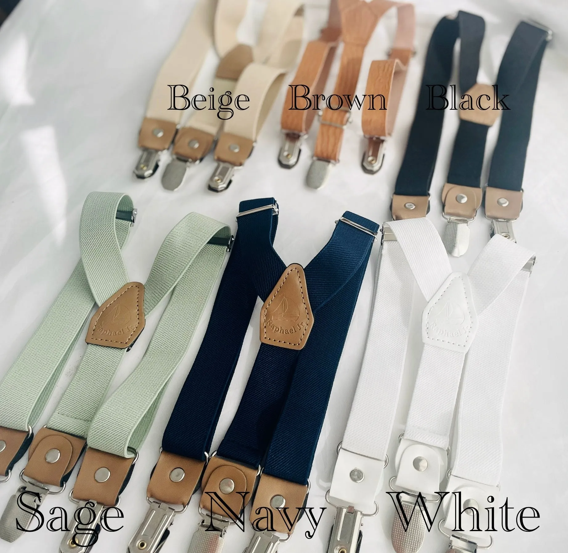 Navy blue and beige linen baby and toddler boys formal baptism or wedding suit with accessories and optional personalisation