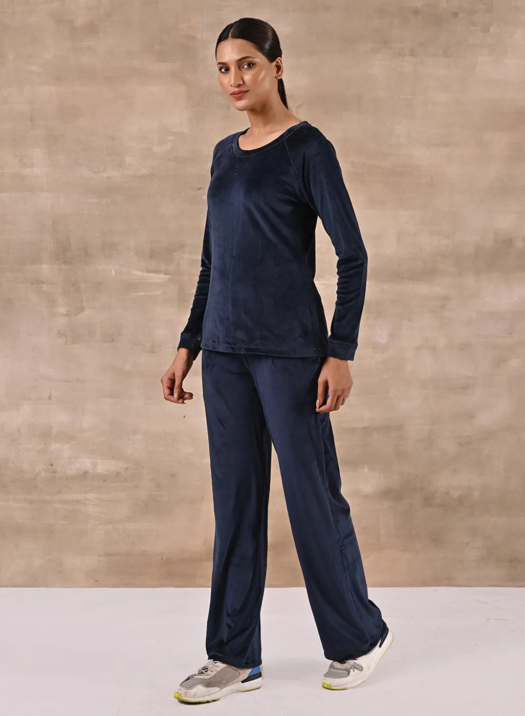 Navy Blue Round Neck Track Suit
