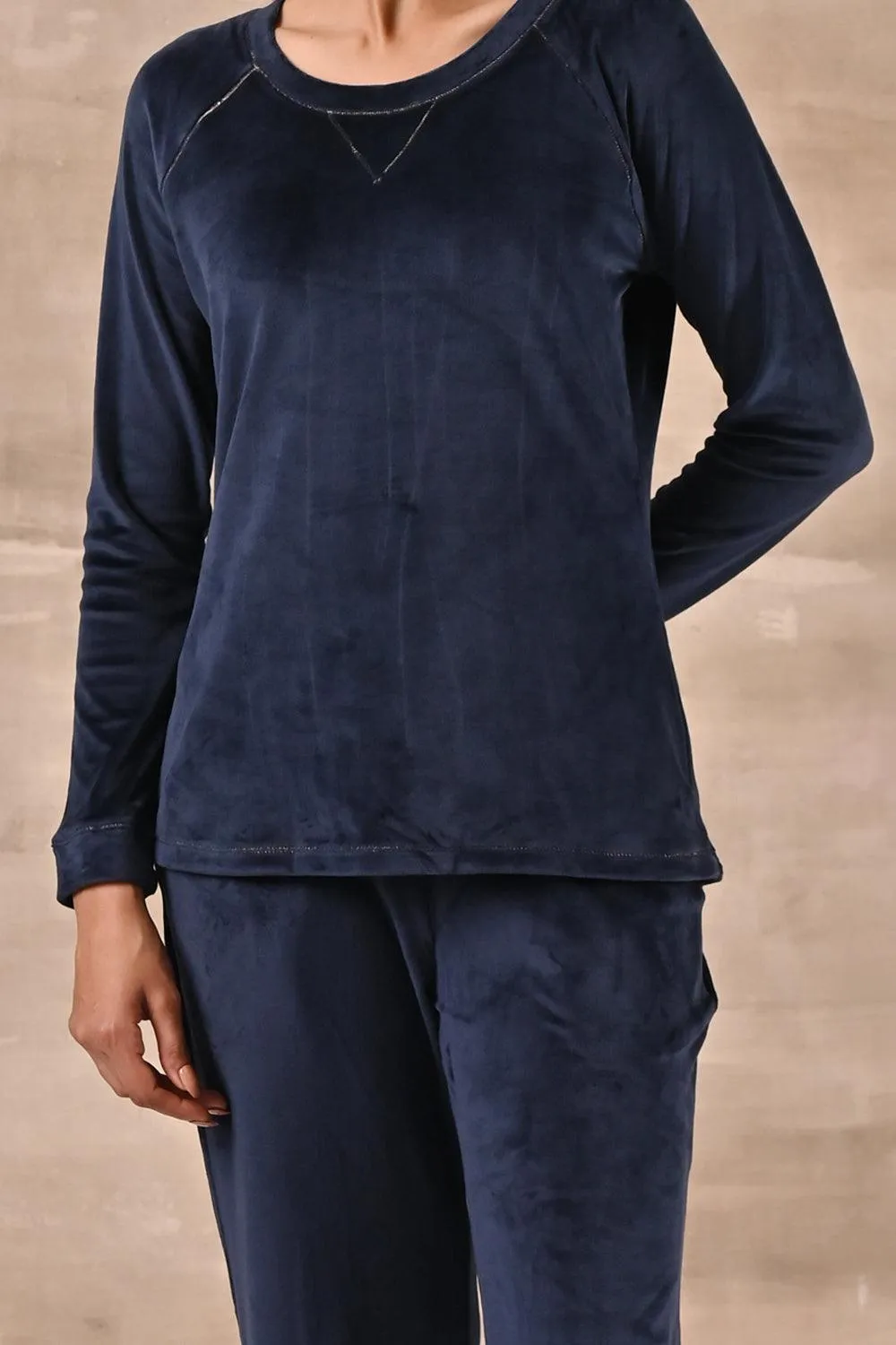 Navy Blue Round Neck Track Suit