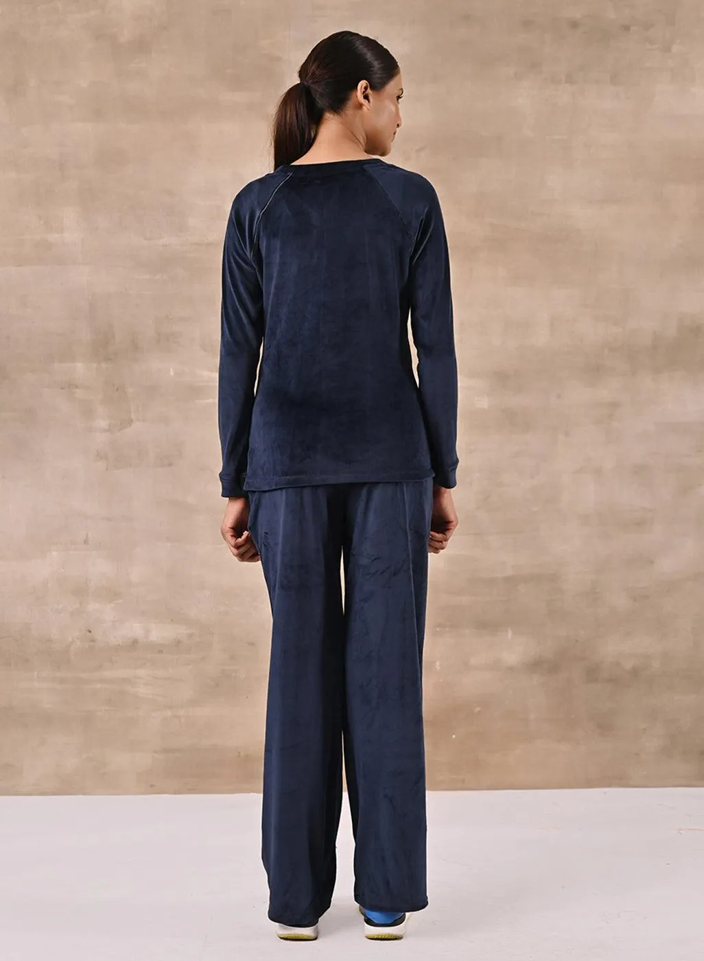 Navy Blue Round Neck Track Suit