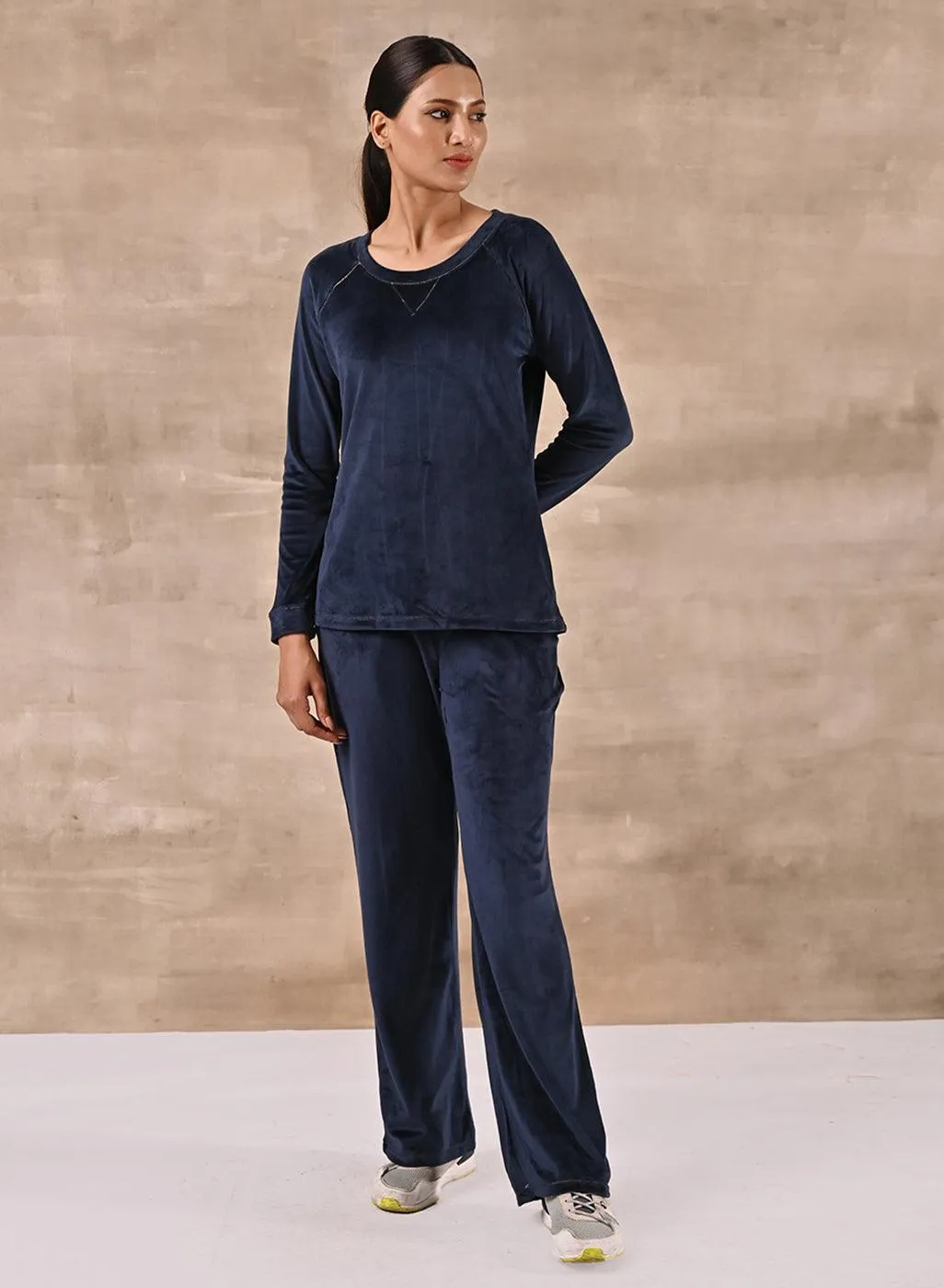 Navy Blue Round Neck Track Suit