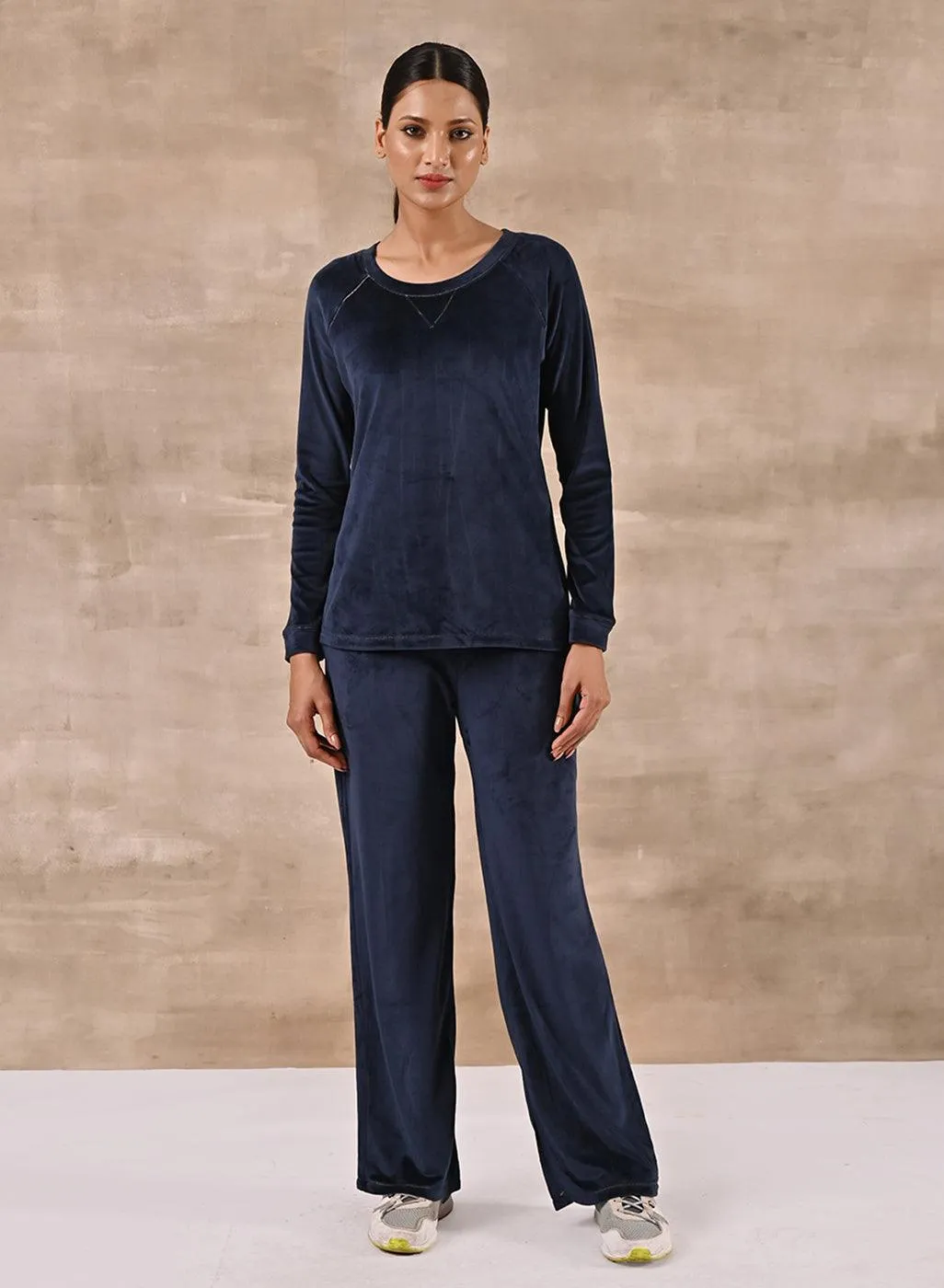 Navy Blue Round Neck Track Suit