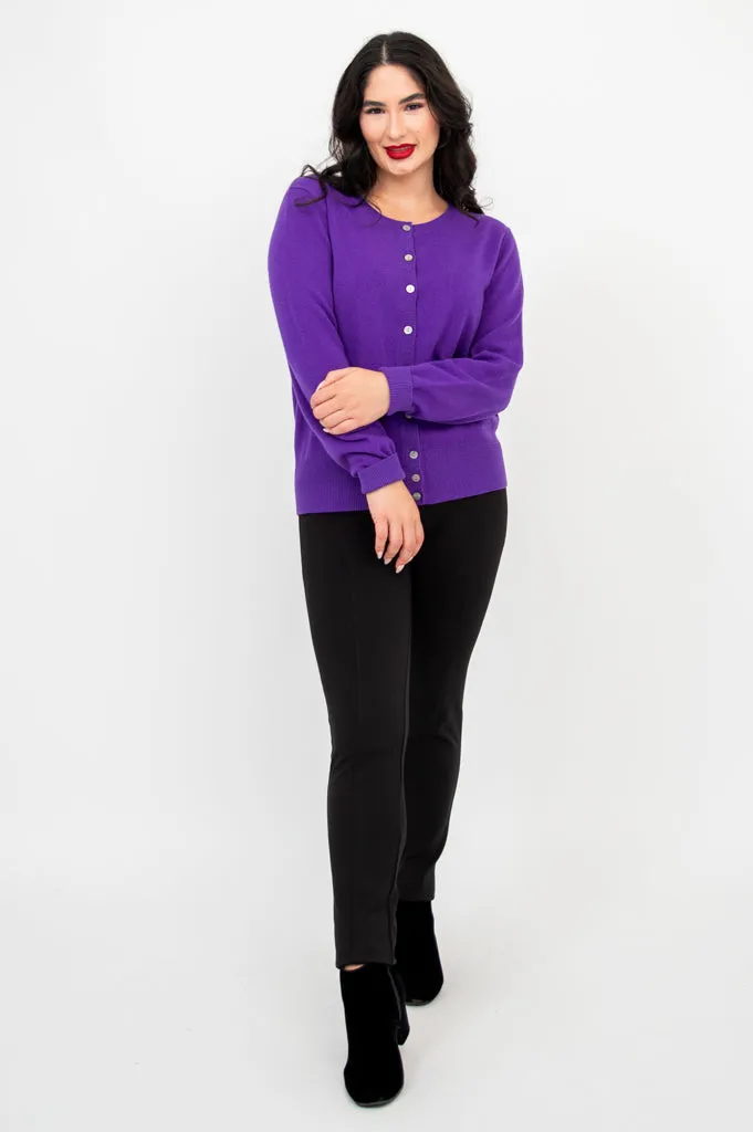 Oakly Cardigan, Purple, Wool Cashmere