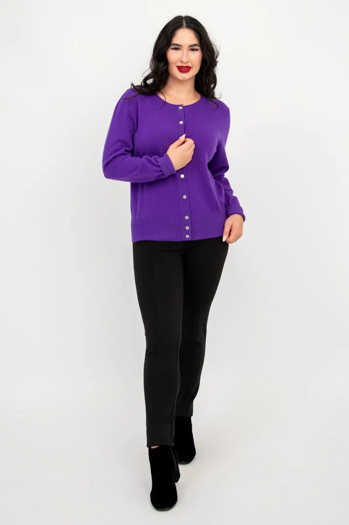 Oakly Cardigan, Purple, Wool Cashmere