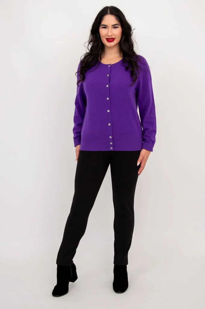 Oakly Cardigan, Purple, Wool Cashmere