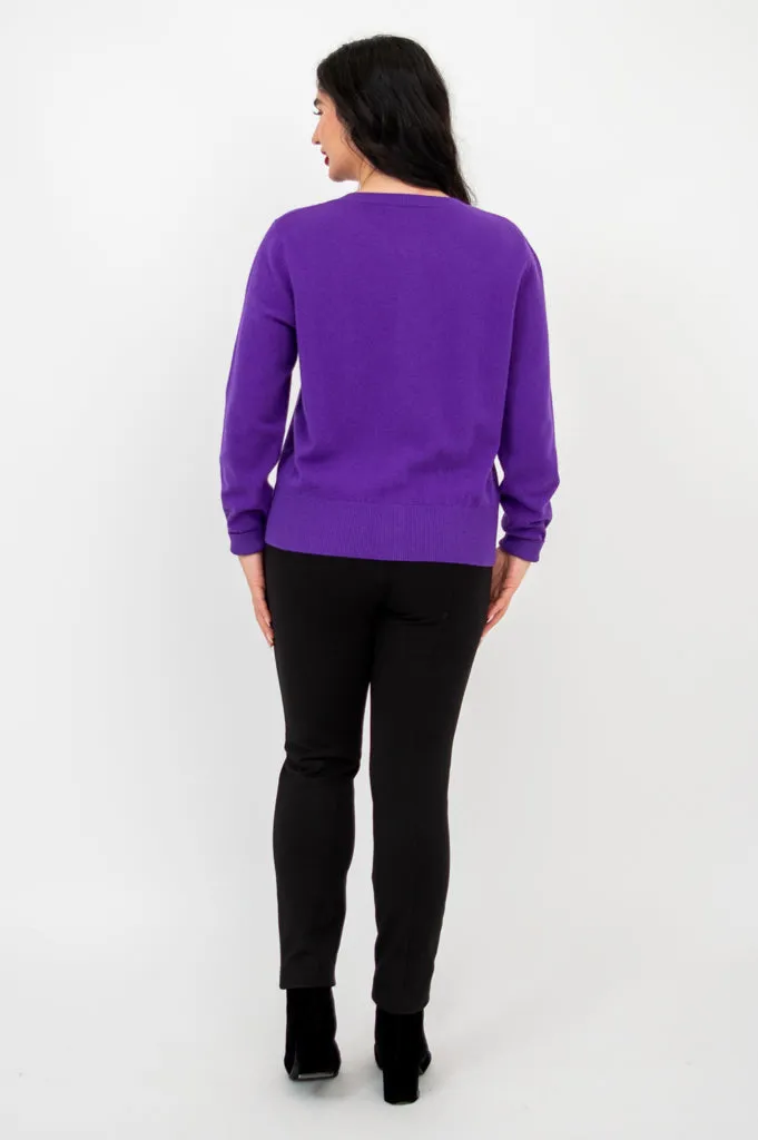 Oakly Cardigan, Purple, Wool Cashmere