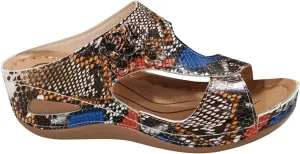 oiangi Orthopedic Sandals for Women with Arch Support Dressy Summer Comfortable Wedge Fish Mouth Peep Toe Slip on Platform Slipper Flower Hollow Beach Shoes