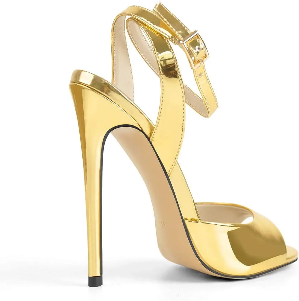 onlymaker Women's Fashion Peep Toe Ankle Sandals Cross Buckle Strap Sexy Open-back Stiletto High Heel Sandals