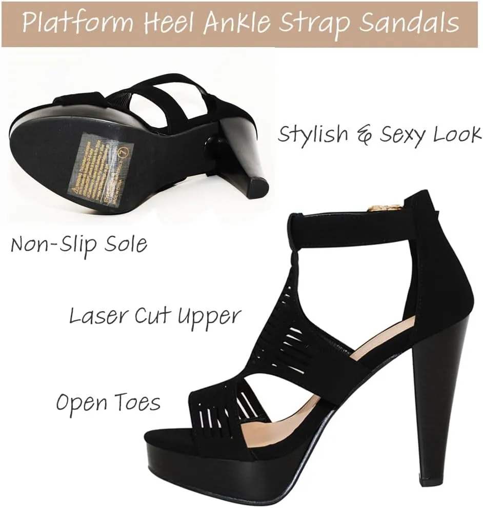 Open Toe Ankle Strap Sandal  Western Bootie Stacked Heel Open Toe Cutout Shoes