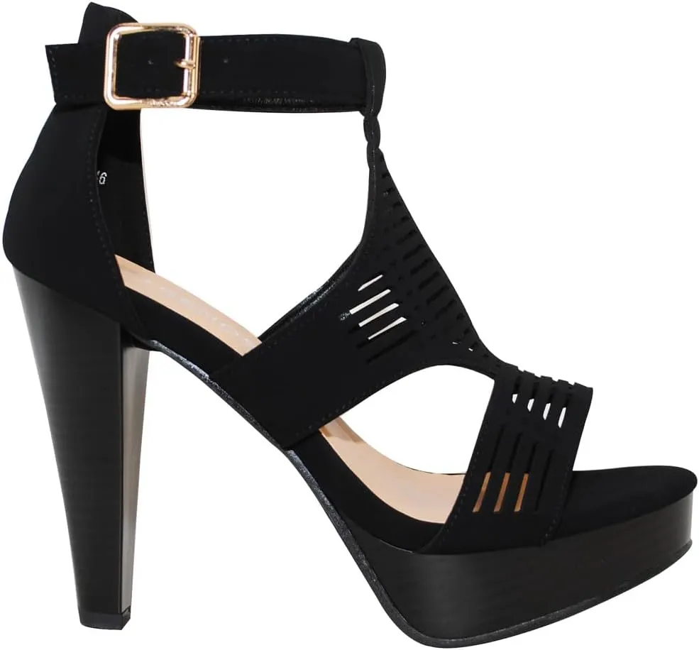 Open Toe Ankle Strap Sandal  Western Bootie Stacked Heel Open Toe Cutout Shoes
