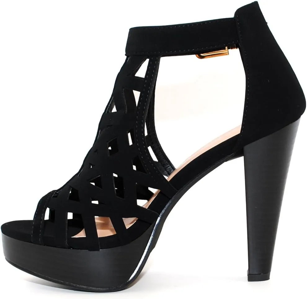 Open Toe Ankle Strap Sandal  Western Bootie Stacked Heel Open Toe Cutout Shoes