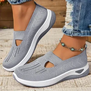Orthopedic Shoes for Women,Nurse Shoes for Women Comfortable,2025 Slip on Arch Support Walking Breathable Soft Knitted Fabric Mesh Sneakers