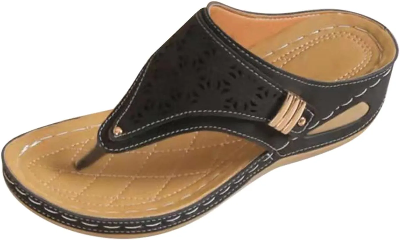 Orthopedic Wedge Sandals for Women 2025 Flat Open Toe Platform Sandal Boho Slip on Slides Comfortable Outdoor Shoe