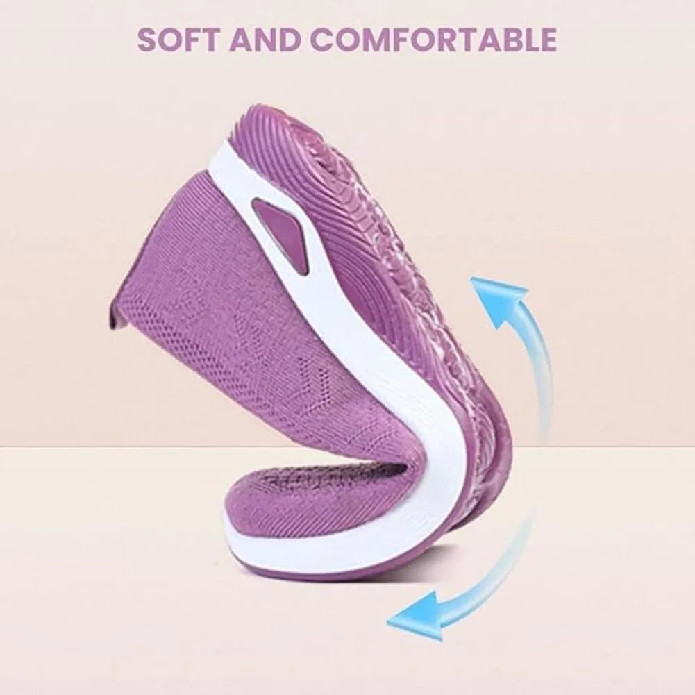 Orthowalkway Womens Shoes, Women's Comfortable Breathable Knitted Orthopedic Sneakers, Slip On Casual Flat Soft Shoes