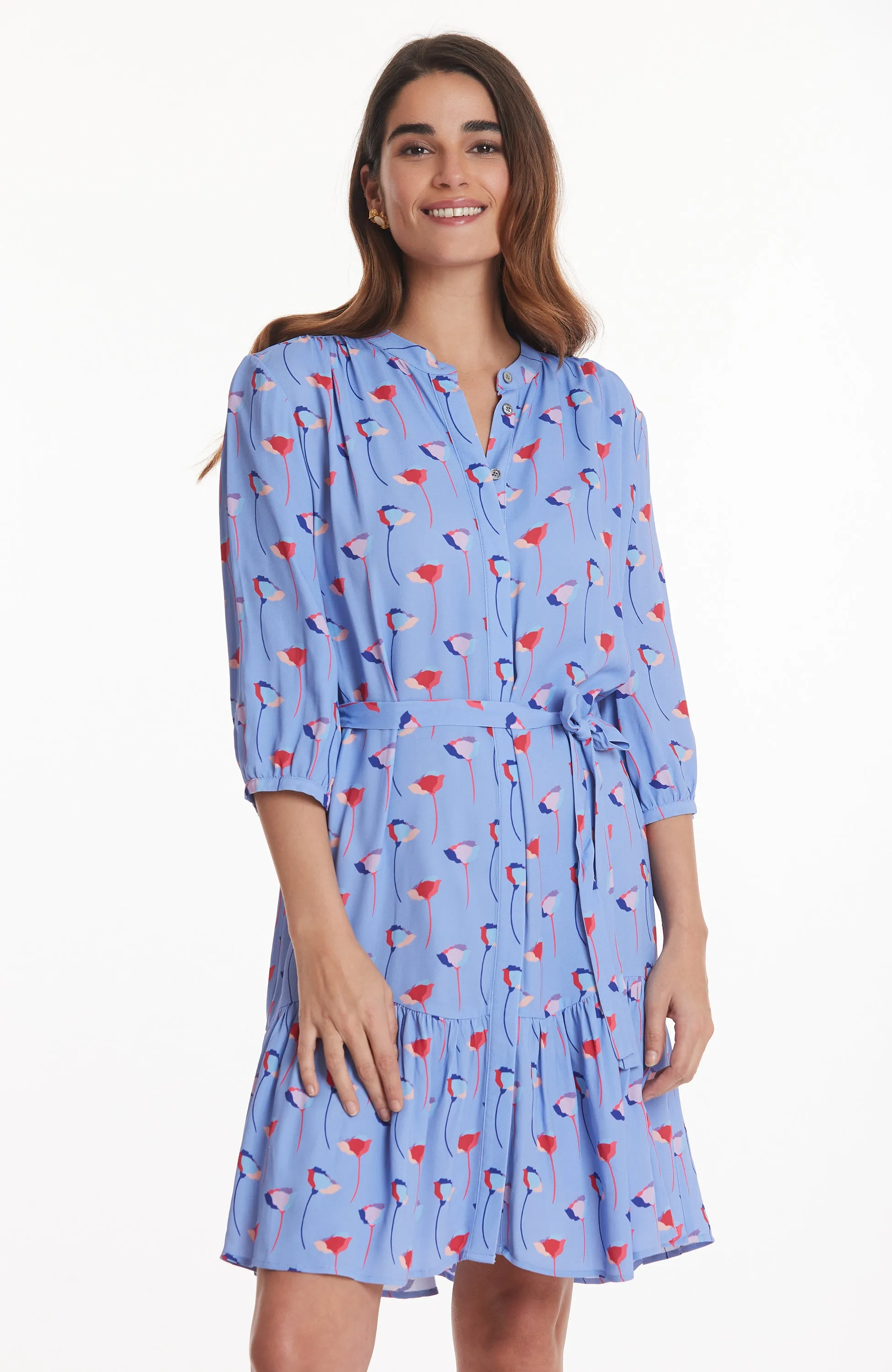 Petra Viscose Floral Dress - Blue Floral