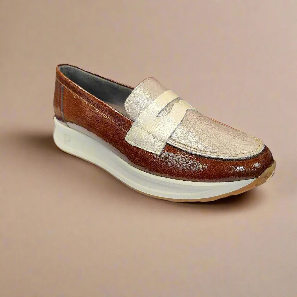 Pitillos Sporty Loafer Brown/Taupe combi Leather Slip On 10202 CUERO sale